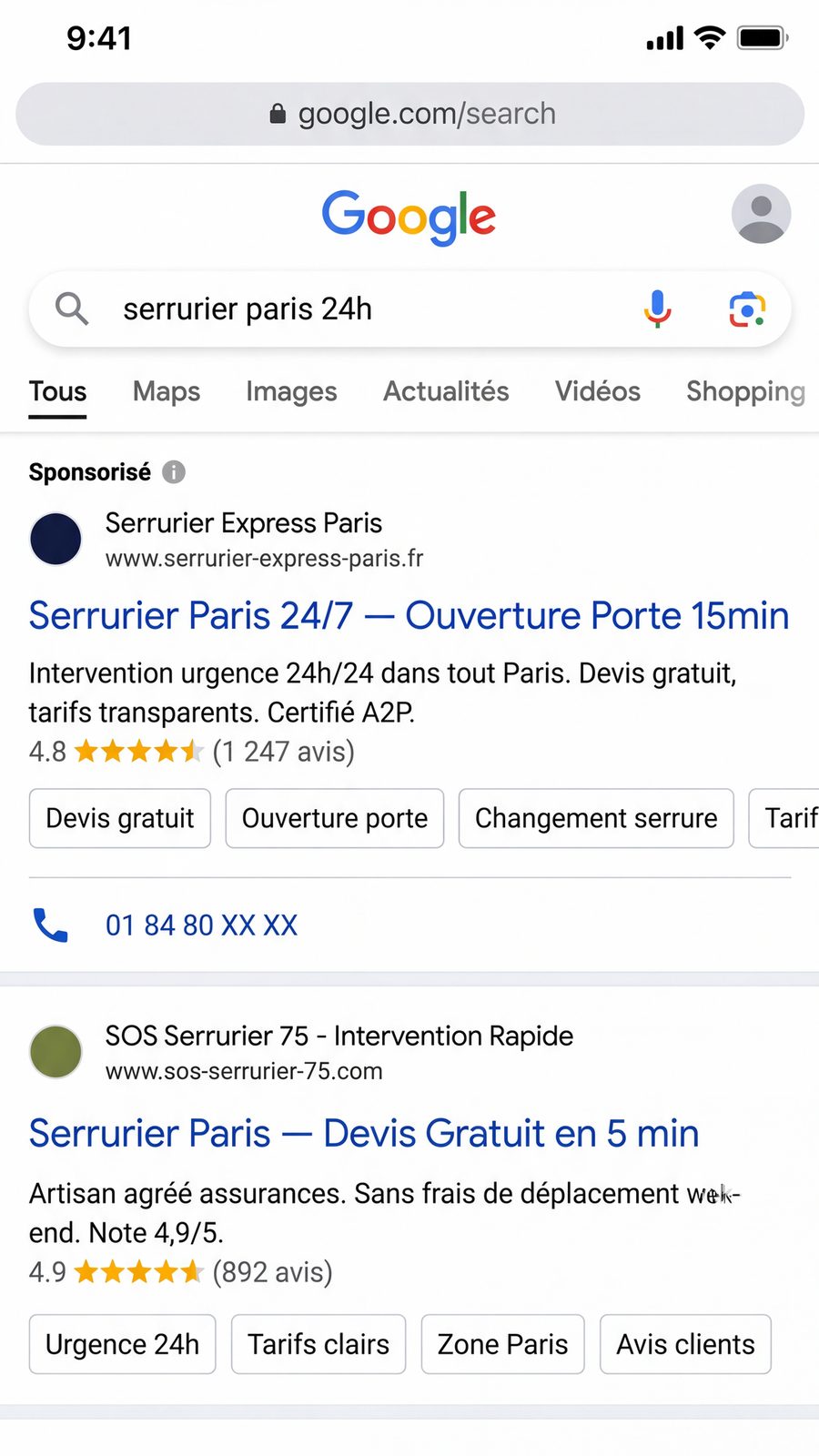 Annonce Google Search