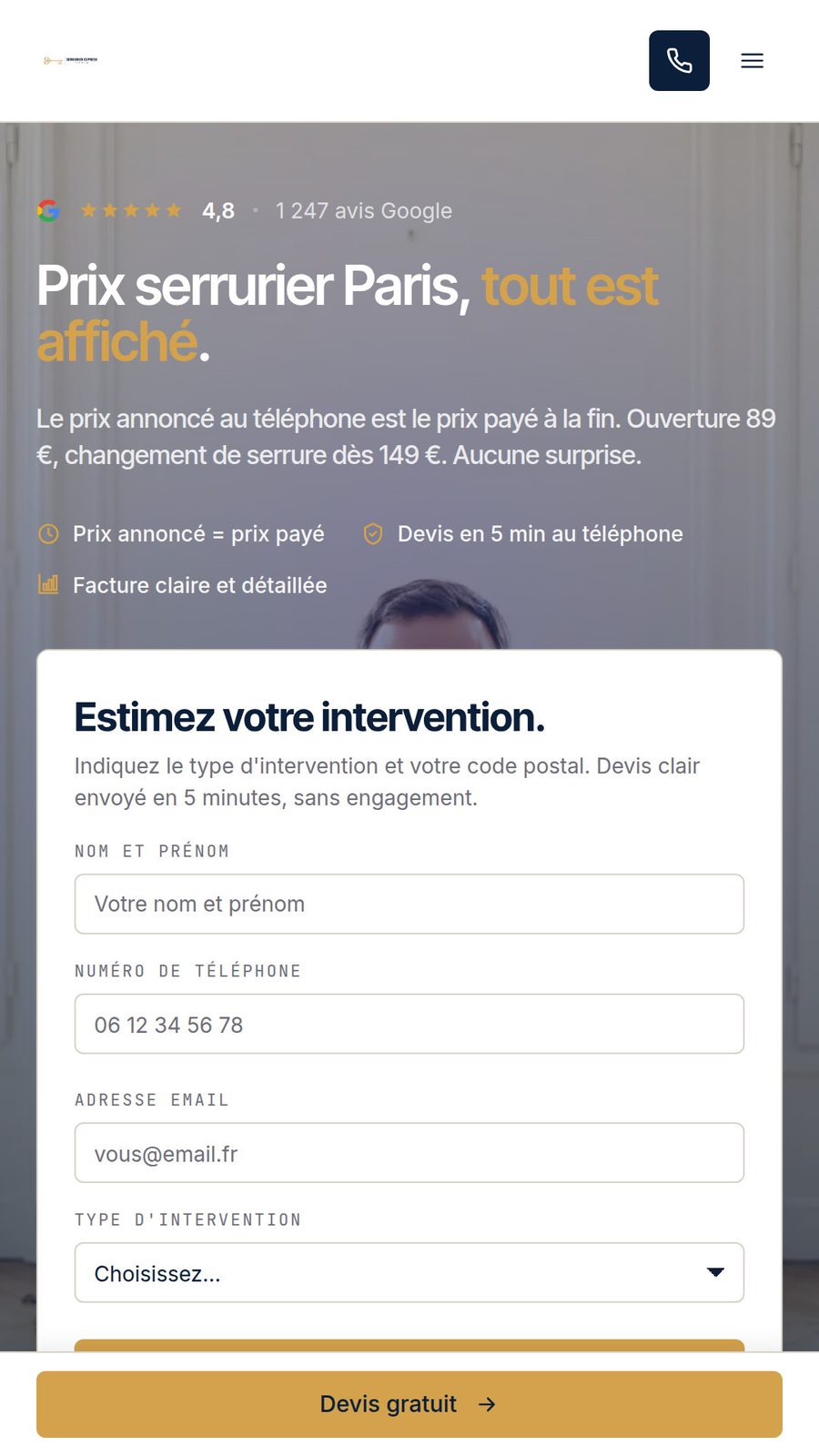 Landing page dédiée